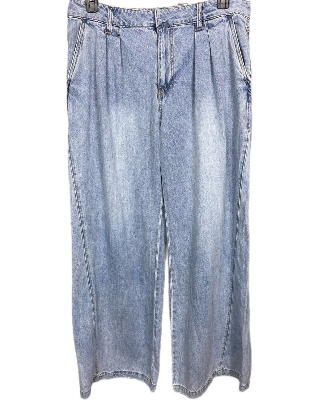 AND NOW THIS Light Wash Baggy High Rise Pleated Wide Leg Denim Jeans 31 - Picture 2 of 12